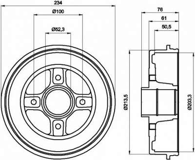 HELLA PAGID 8dt355300611 -  Тормозной барабан